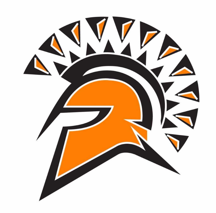 spartan head in orange and black